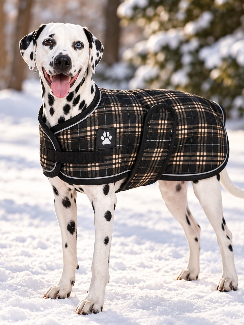 Size M Shedrow K9 Plaid Dog Coat - Black and Brown